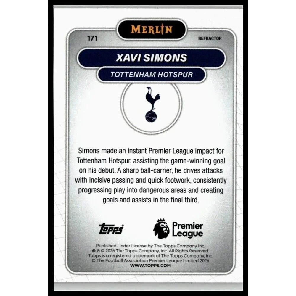 2026 Merlin Premier League #171 Xavi Simons Refractor